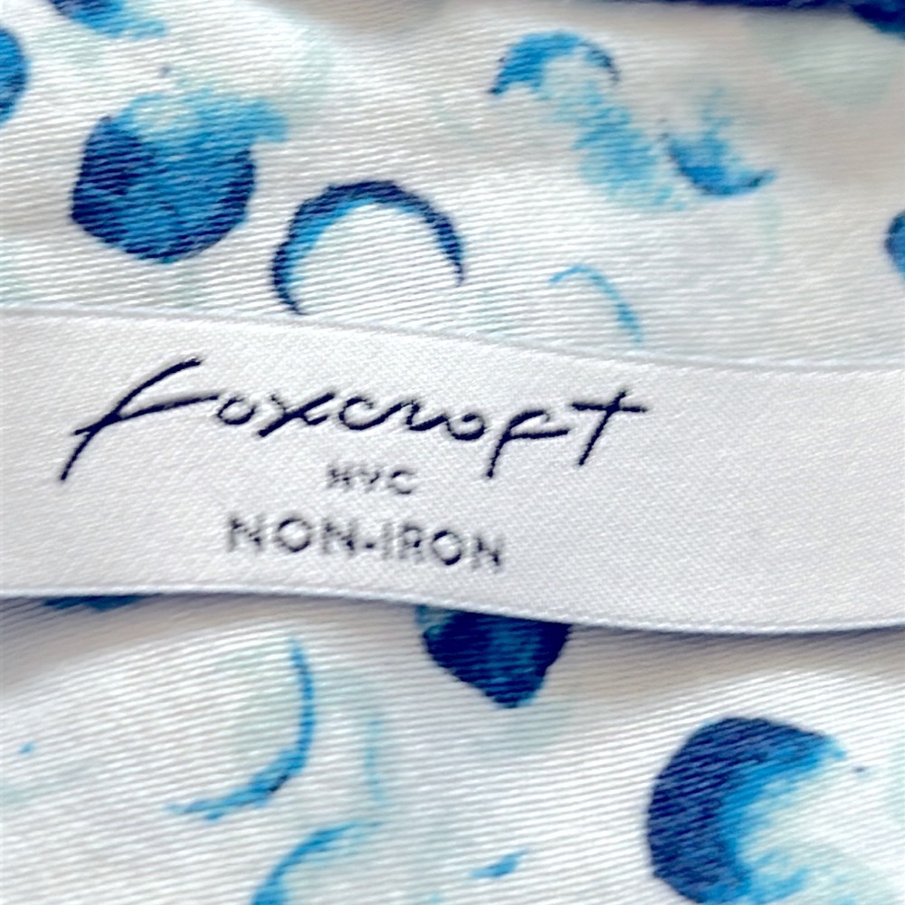 Foxcroft Womens Germaine Cotton Button-Up Shirt 14 Bubble Dots 3/4 Sleeve - Picture 4 of 15